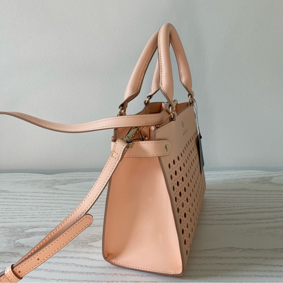 Nanette Lepore NWT Erika Convertible Perforated Satchel in Peach Parfait - Picture 6 of 12